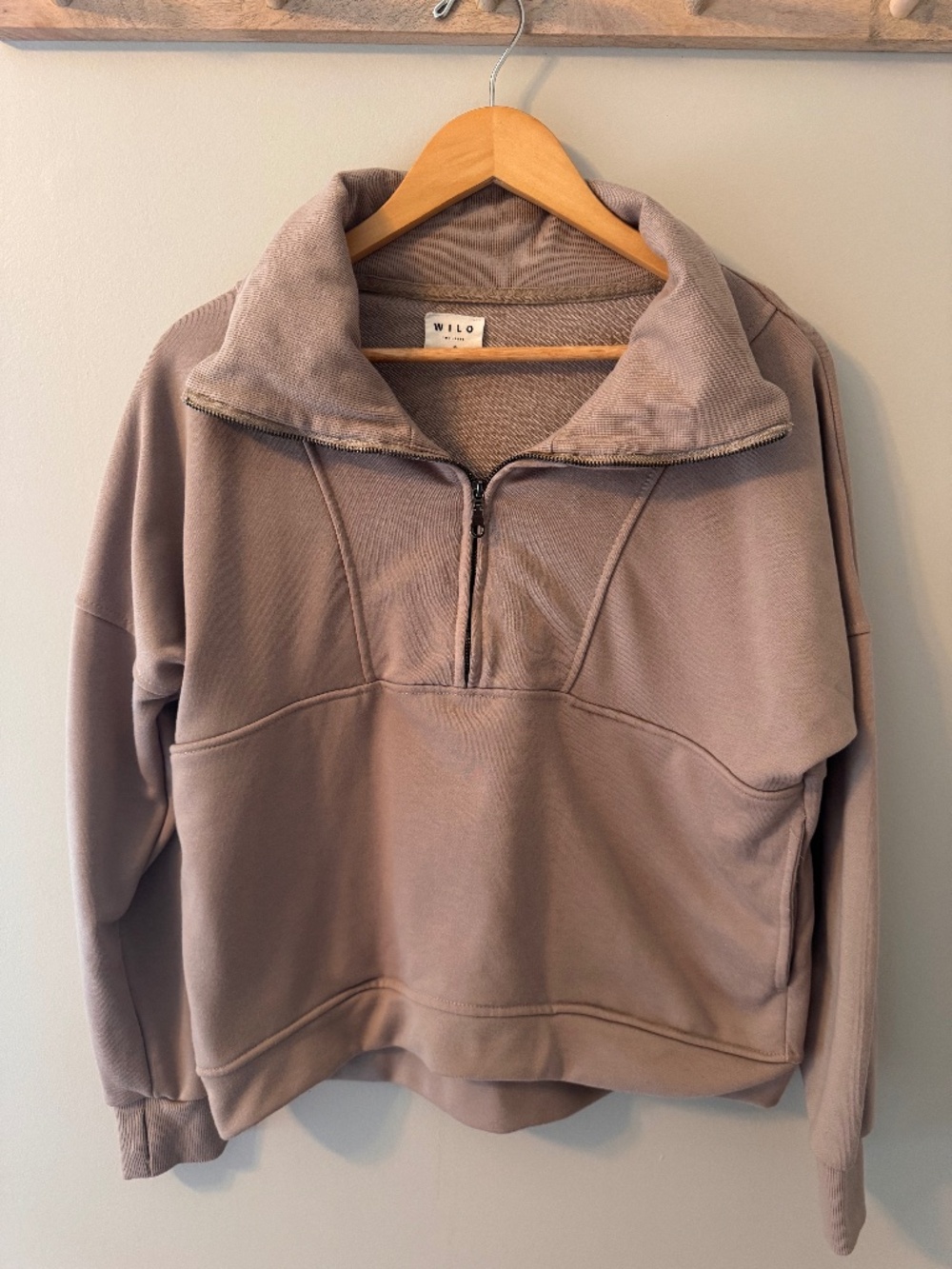 Wilo The Label Half Zip Pullover Sweatshirt Taupe Size Small